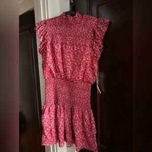 Pink and gold mini dress